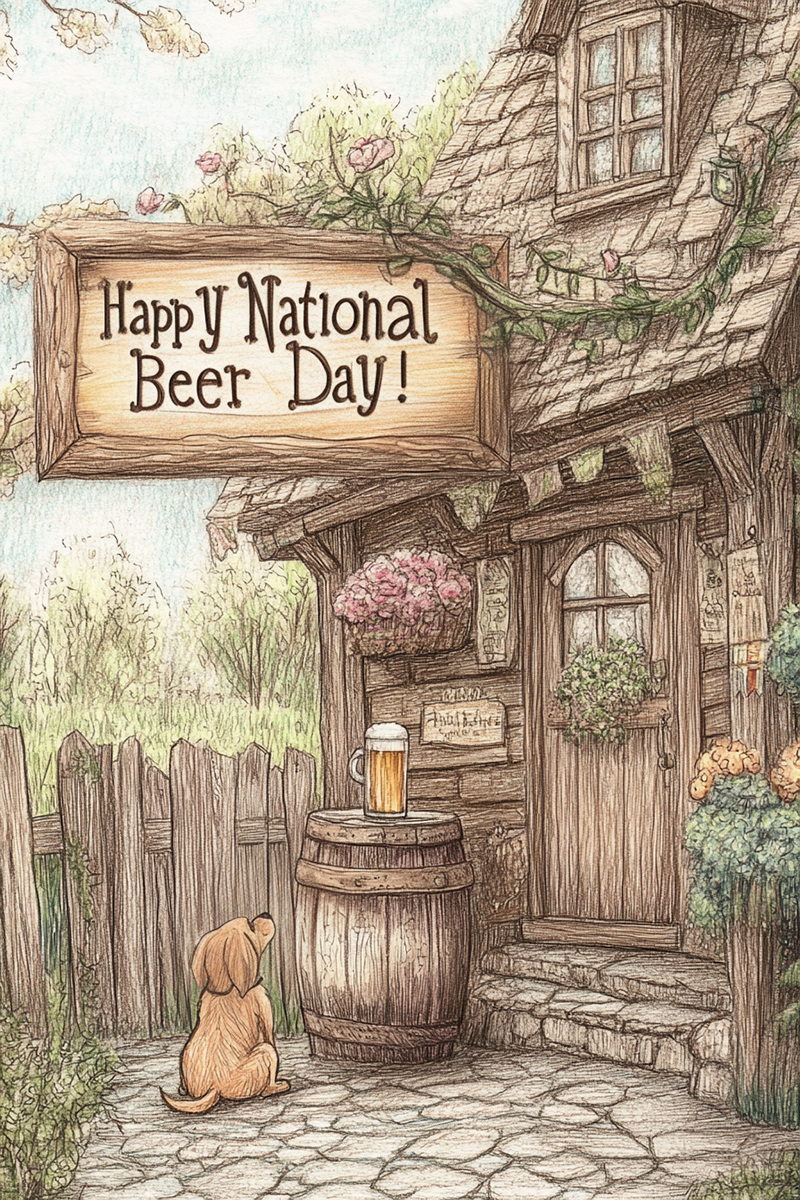 National Beer Day Dog Cottage ecard