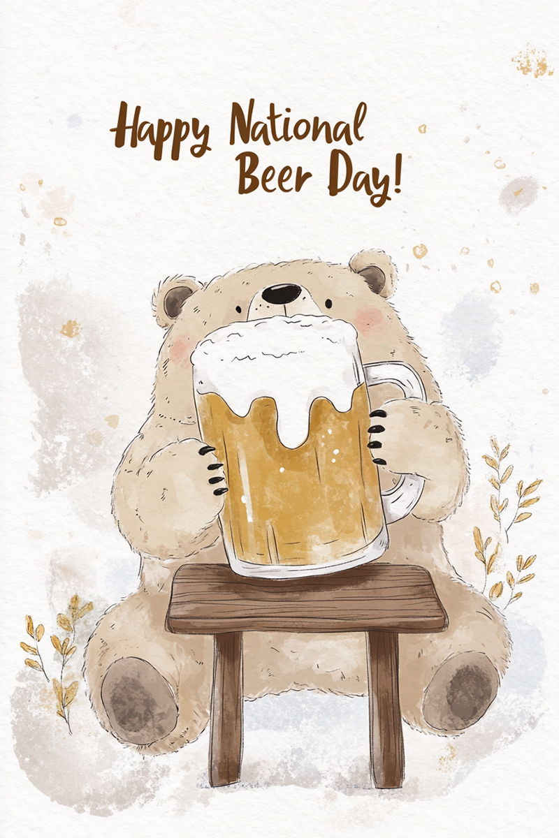 Penguin Polar Bear Happy National Beer Day ecard