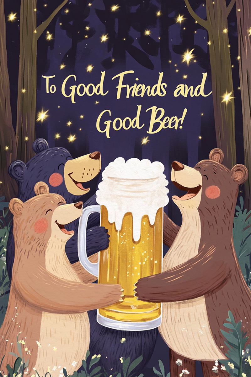 To Good Friends and Good Beer Bears ecard